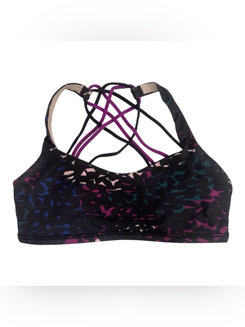lululemon athletica Black Sports Bra with Purple Strappy Back